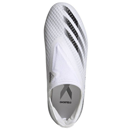 Biało-czarne buty piłkarskie korki Adidas X Ghosted.3 LL FG EG8151 - Junior