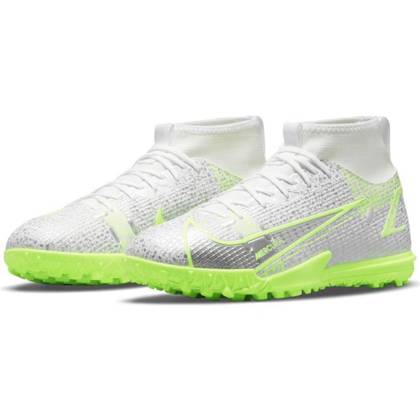 Biało-srebrne buty piłkarskie turfy na orlik Nike Mercurial Superfly 8 Academy TF CV0789-107 - Junior