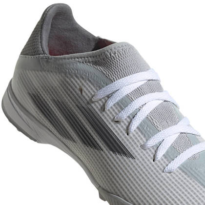 Biało-szare buty turfy Adidas X Speedflow Messi.3 FY3322 - Junior