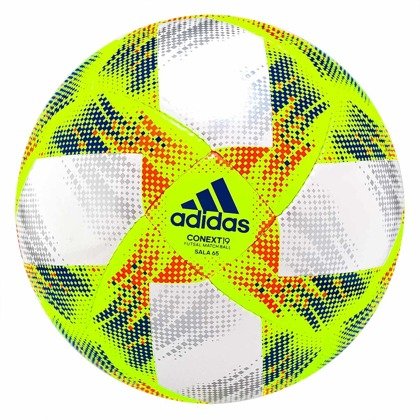 Biało-żółta piłka nożna Adidas Conext 19 Sala FIFA DN8644 - rozmiar 4