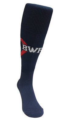 Granatowo-czerwone getry sportowe Reebok Bolton Wanderers K36460