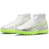 Biało-srebrne buty piłkarskie turfy na orlik Nike Mercurial Superfly 8 Academy TF CV0789-107 - Junior